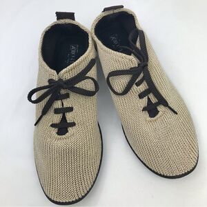 Arcopedico LS Tan Knit Mesh Fabric Lace Up Walking Shoes